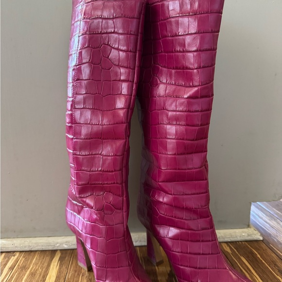 Schutz croc embossed leather boots - Picture 2 of 4